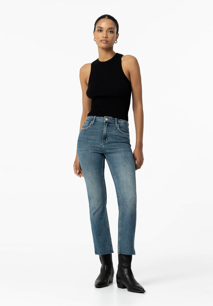 Jeans Megan Cropped Flare con Tachas